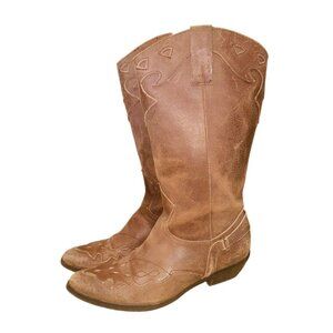 Reba Distressed Suede Leather Brown Cowboy Western Boots Zip Coastal Cowgirl 8M